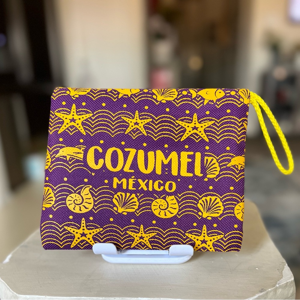 Cozumel Sunset Pouch – Yellow & Purple Vibrant Cozumel Mexico Pouch